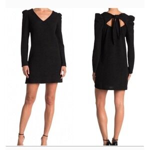 19 Cooper Black Puff Sleeve Back Bow Cut Dress L Nordstrom NWT $98
